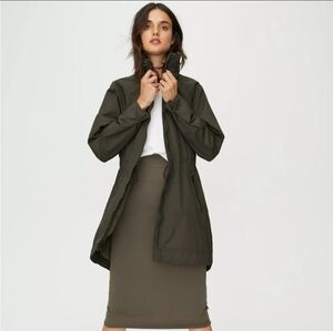 The Group by Babaton, Olive Green Rain Jacket With hidden Hood